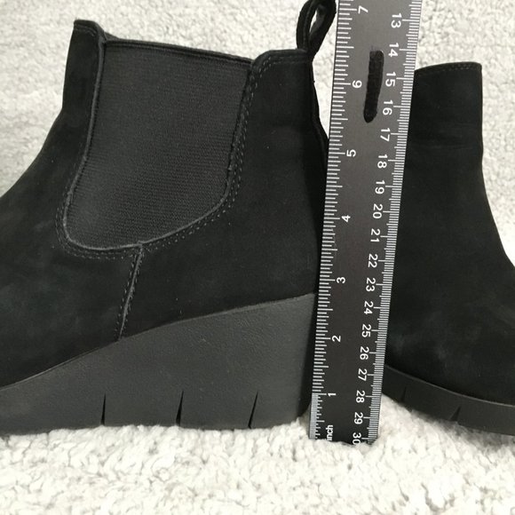 Cliffs Boots Womens 8.5 Suede Wedge Ankle Elastic Band 2.5" Heels Black - Picture 11 of 12